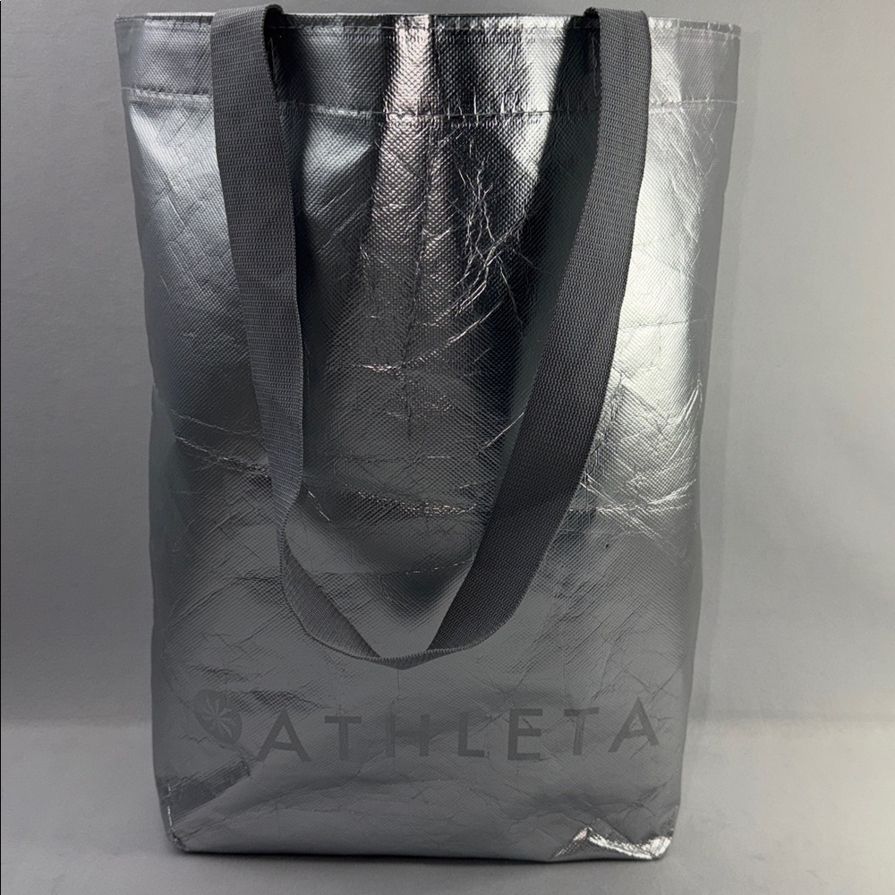 Athleta Silver Metallic Logo Tote